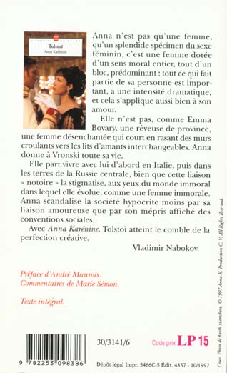 Back cover of Anna Karénine