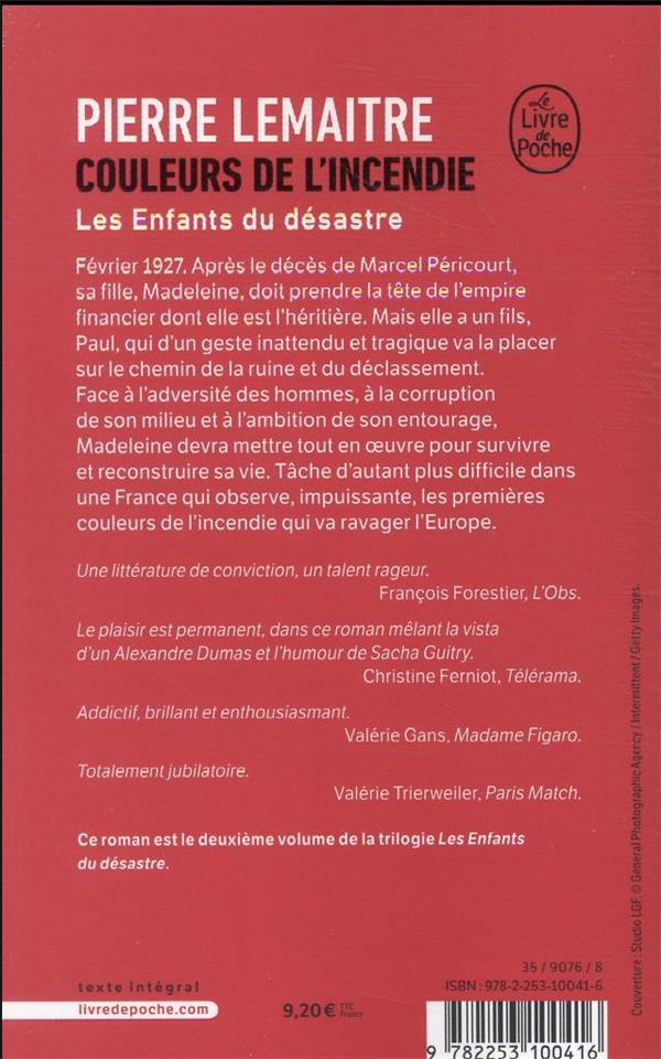 Back cover of Couleurs de l'incendie