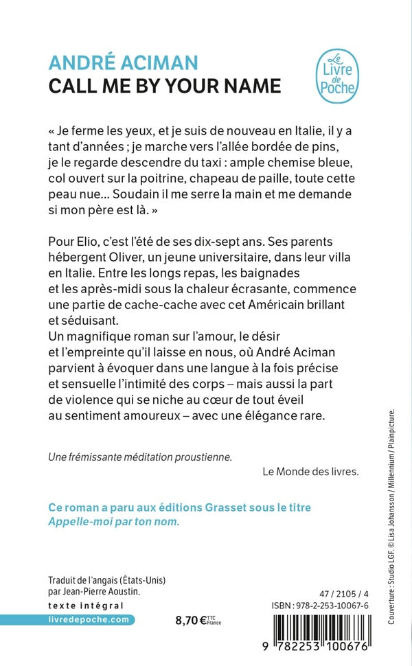 Back cover of Call me by your name