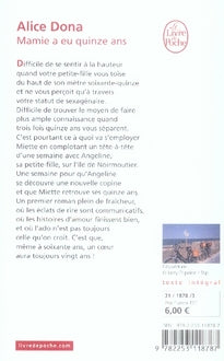 Back cover of Mamie a eu quinze ans