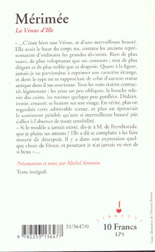 Back cover of La vénus d'Ille