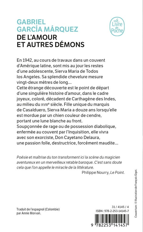 Back cover of De l'amour et autres démons