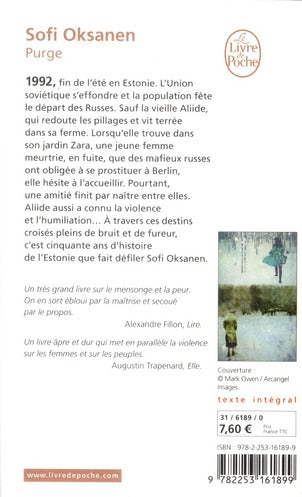 Back cover of Purge (prix Femina étranger 2010)