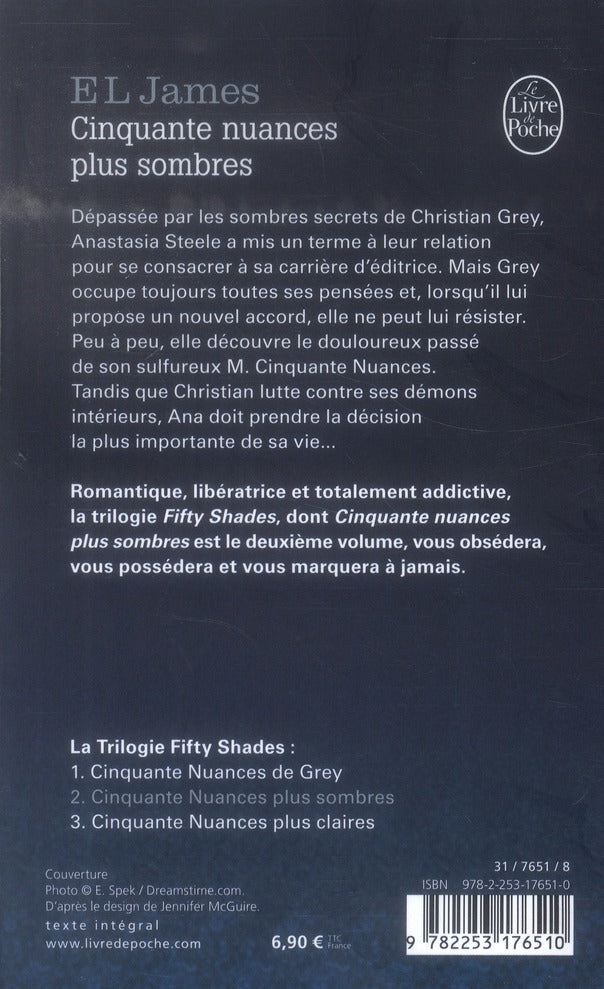 Back cover of Cinquante nuances Tome 2 : cinquante nuances plus sombres