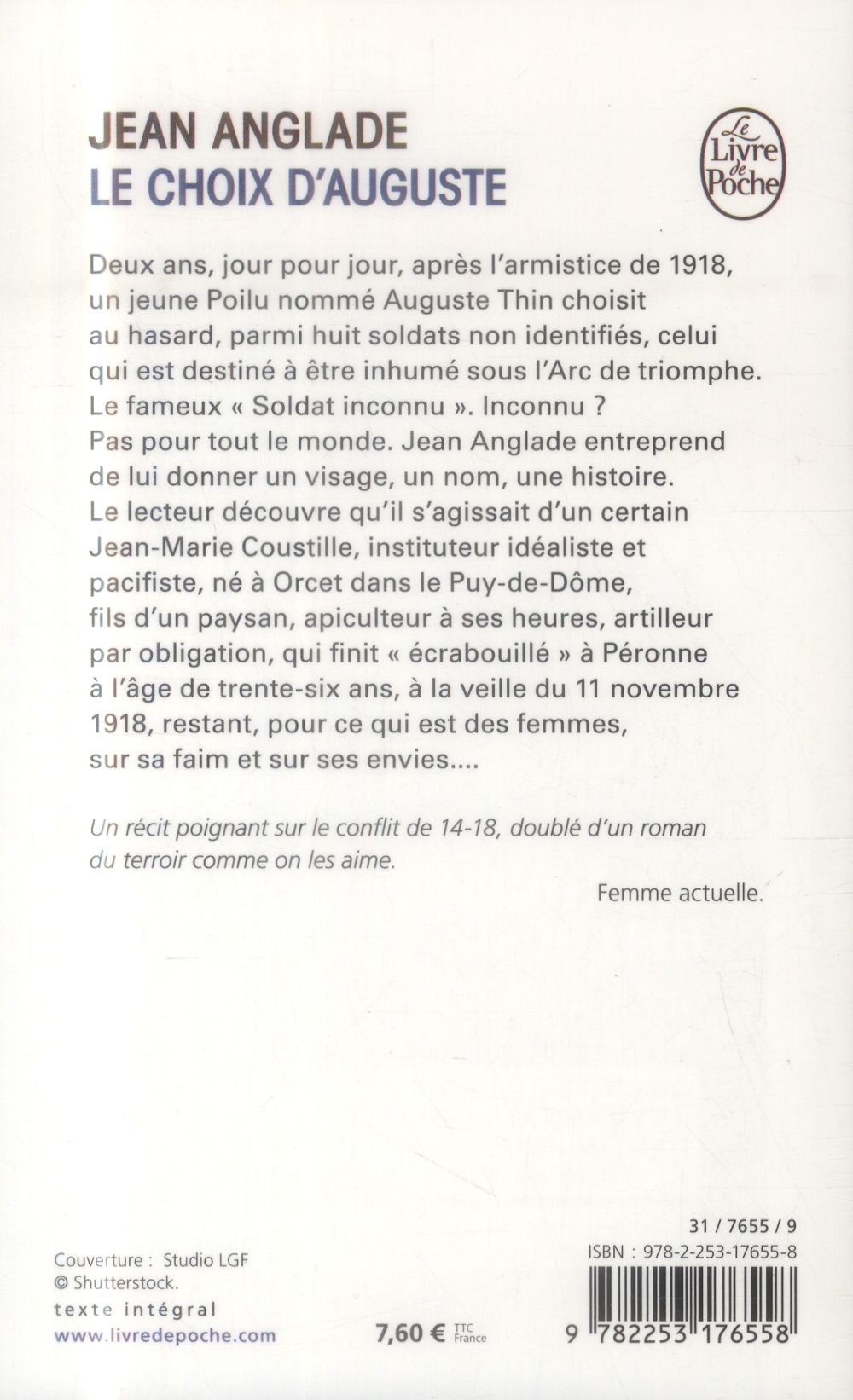 Back cover of Le choix d'Auguste