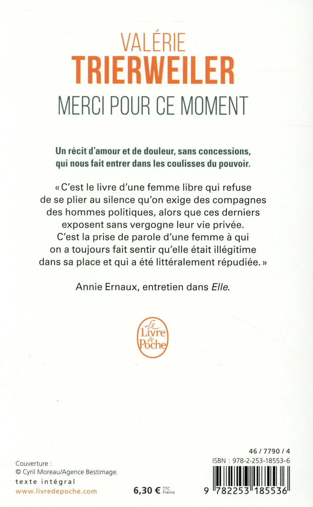Back cover of Merci pour ce moment