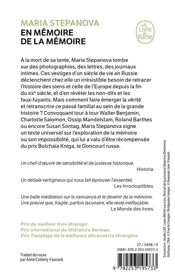 Back cover of En mémoire de la mémoire
