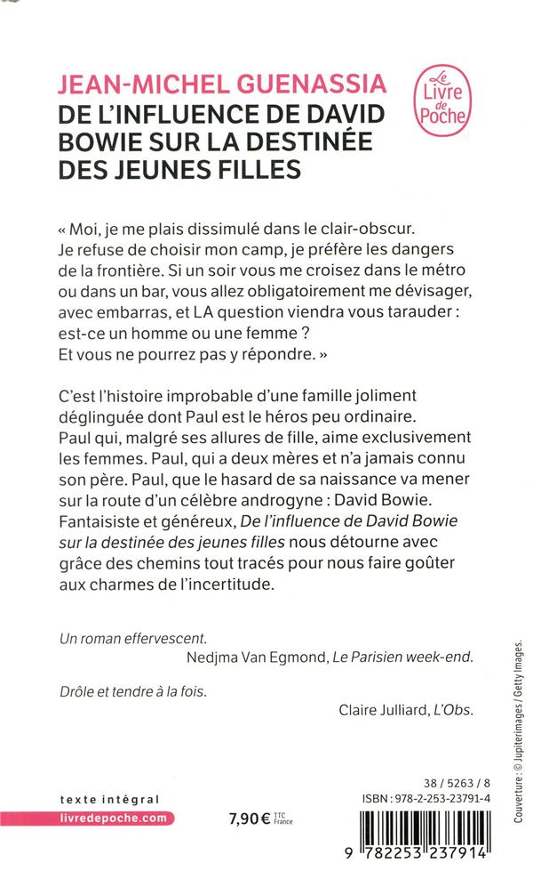 Back cover of De l'influence de David Bowie sur la destinée des jeunes filles