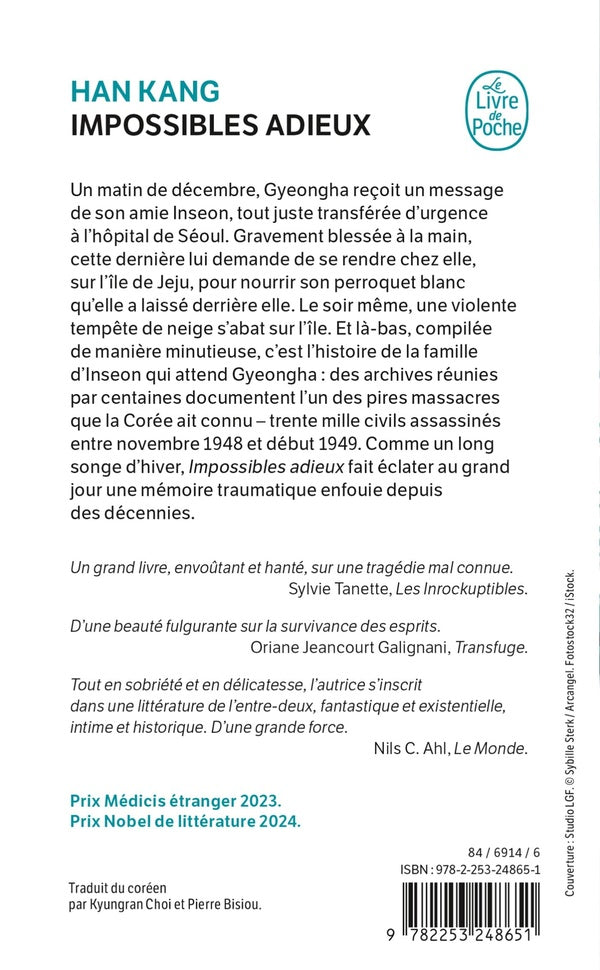 Back cover of Impossibles Adieux (Traduction conjointe de Pierre Bisiou)