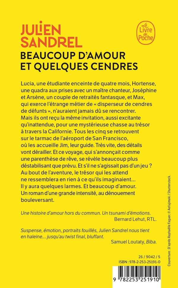 Back cover of Beaucoup d'amour et quelques cendres