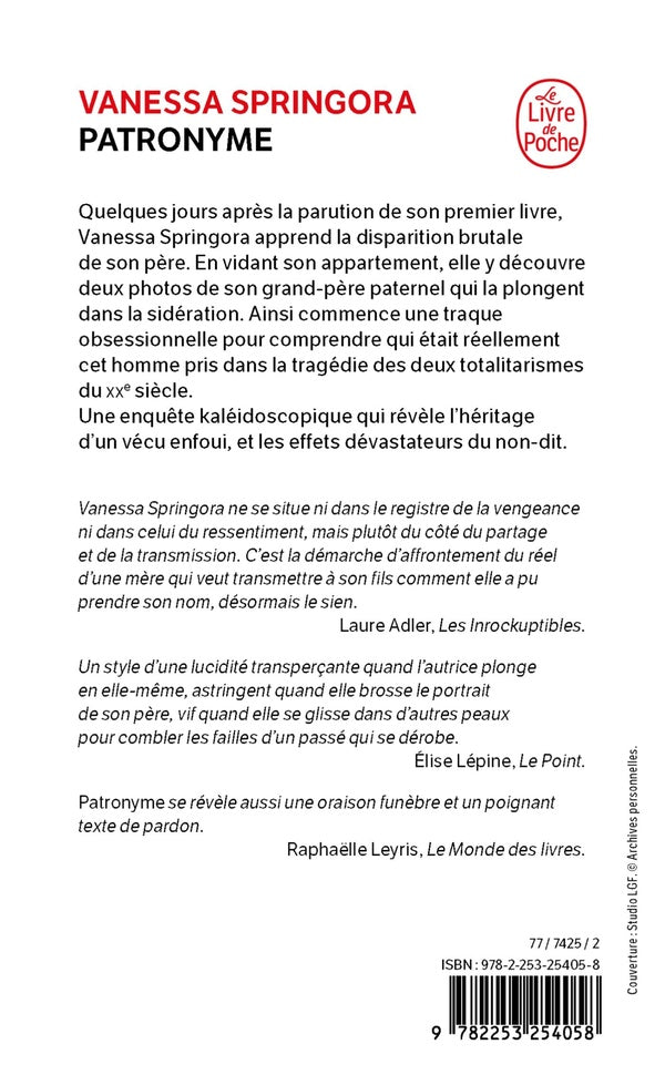 Back cover of Patronyme