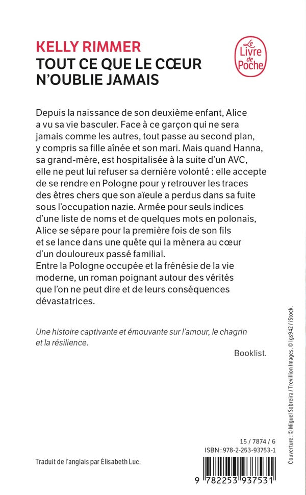 Back cover of Tout ce que le coeur n'oublie jamais