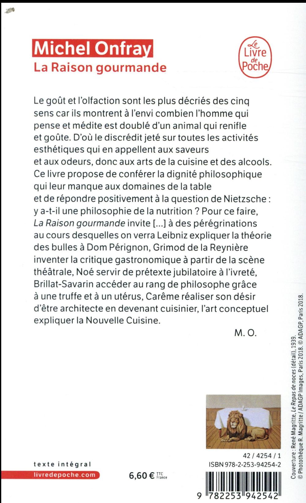 Back cover of La raison gourmande