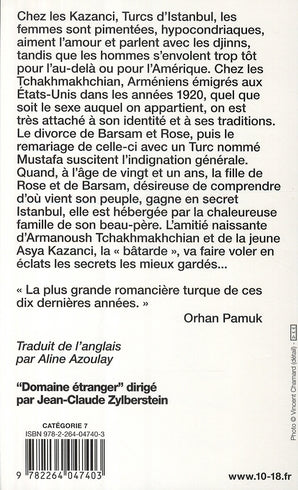 Back cover of La bâtarde d'Istanbul