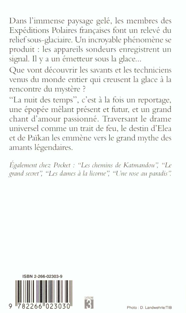 Back cover of La nuit des temps
