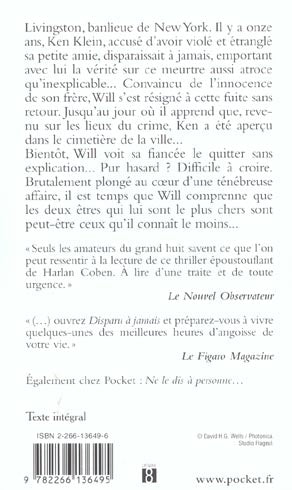 Back cover of Disparu à jamais