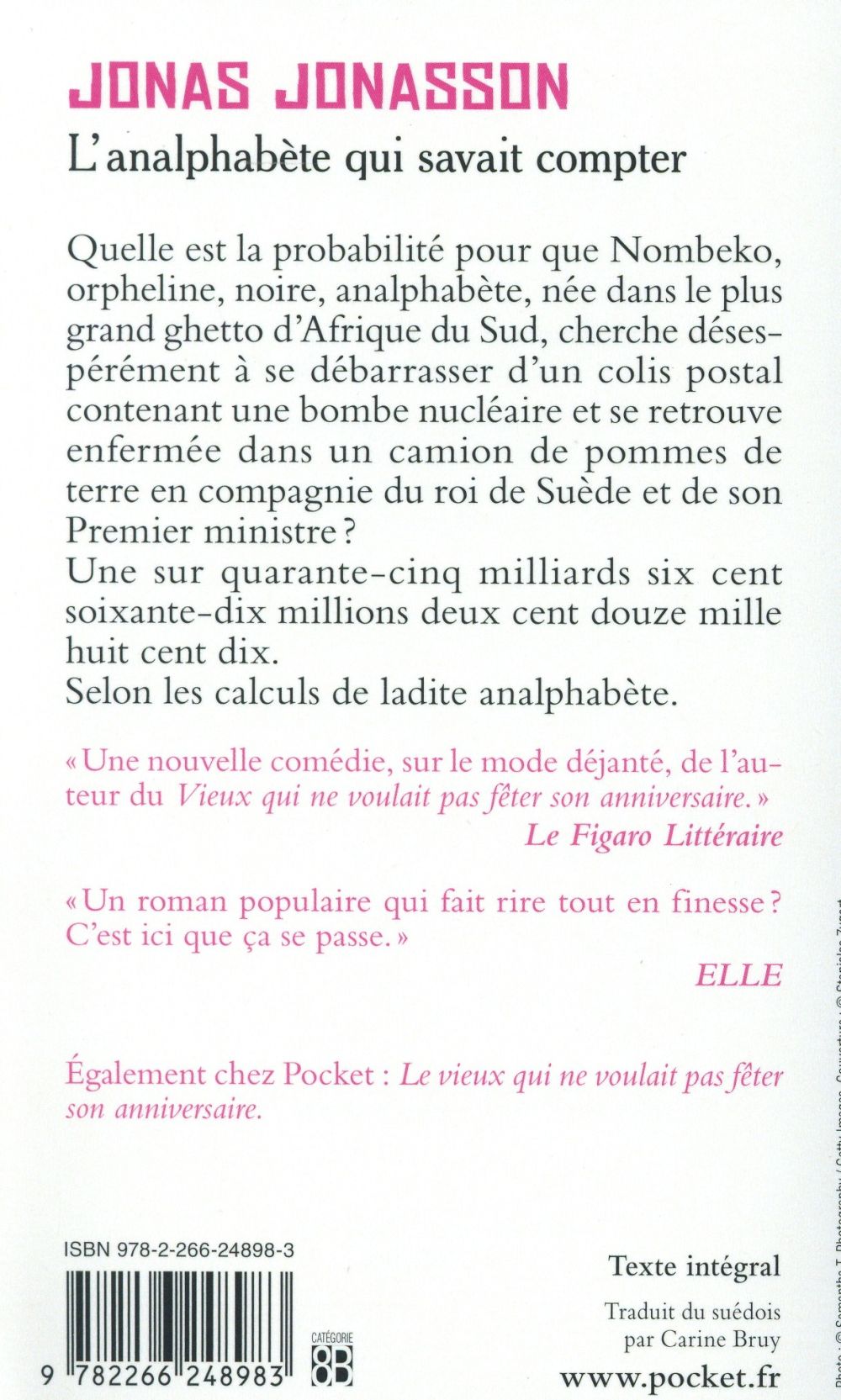 Back cover of L'analphabète qui savait compter