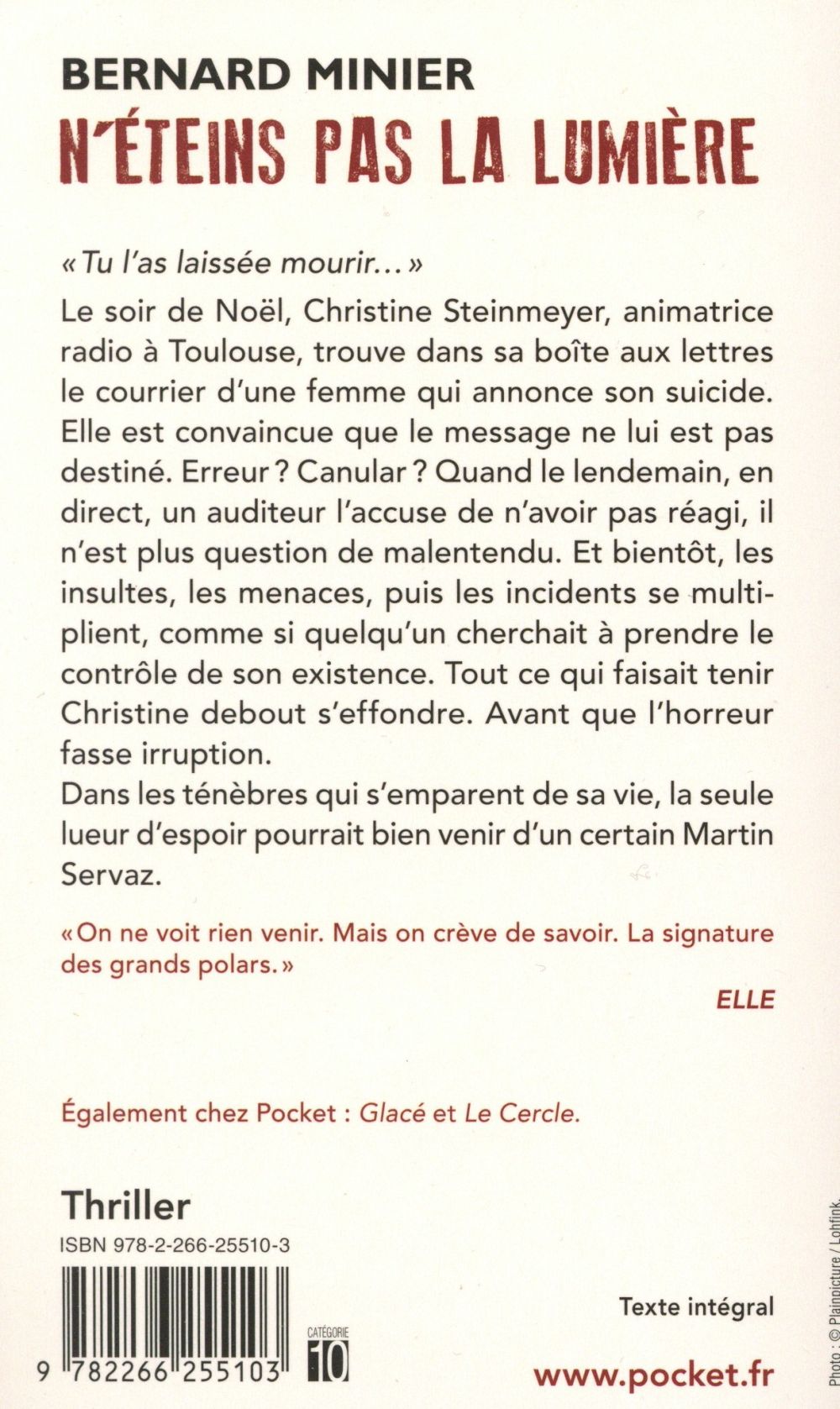 Back cover of N'éteins pas la lumière