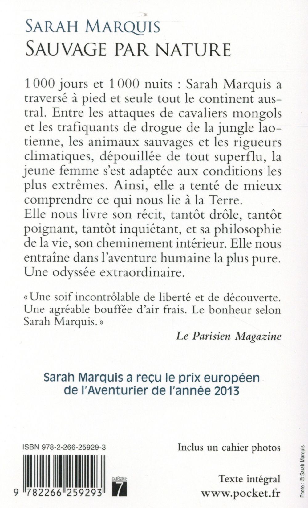 Back cover of Sauvage par nature ; de Sibérie en Australie, 3 ans de marche extrême en solitaire