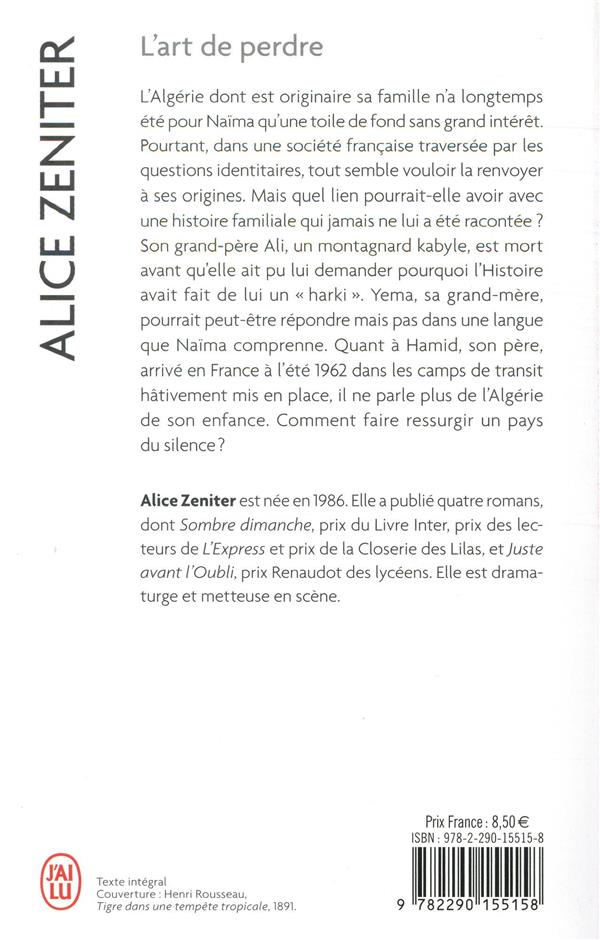 Back cover of L'art de perdre