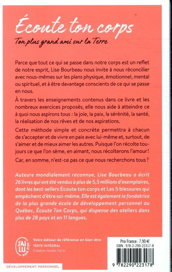Back cover of écoute ton corps ; ton plus grand ami sur la terre
