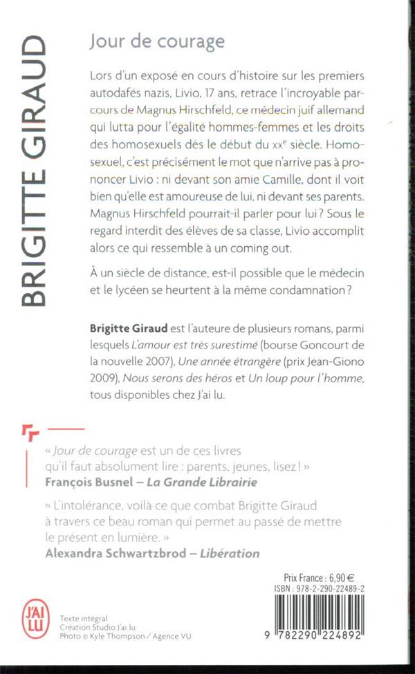 Back cover of Jour de courage