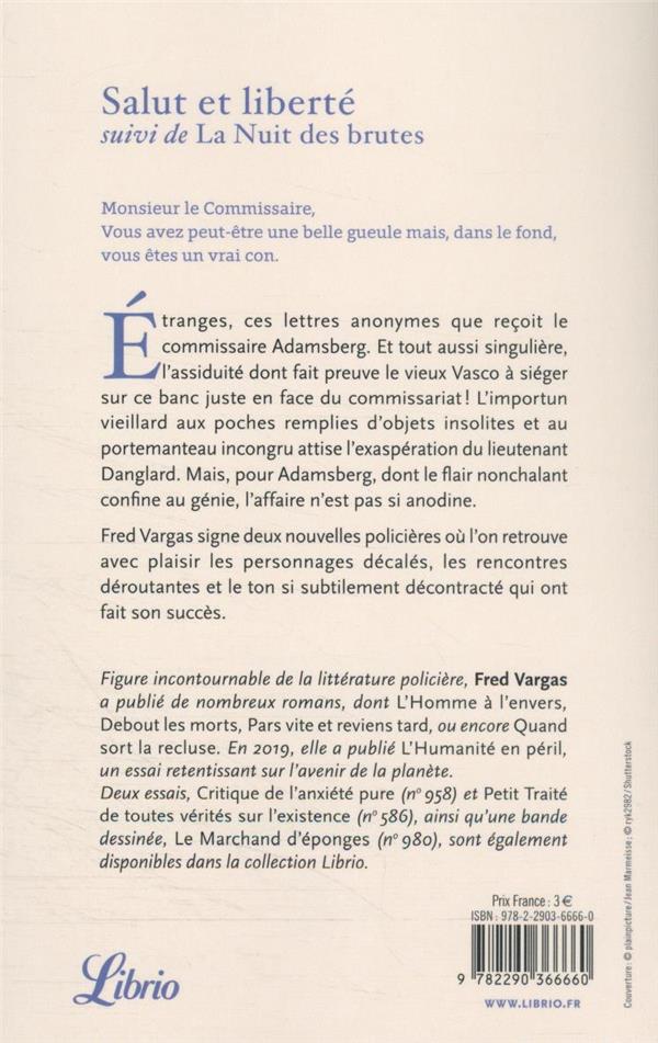 Back cover of Salut et liberté ; la nuit des brutes