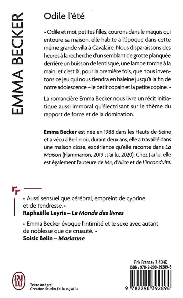 Back cover of Odile l'été