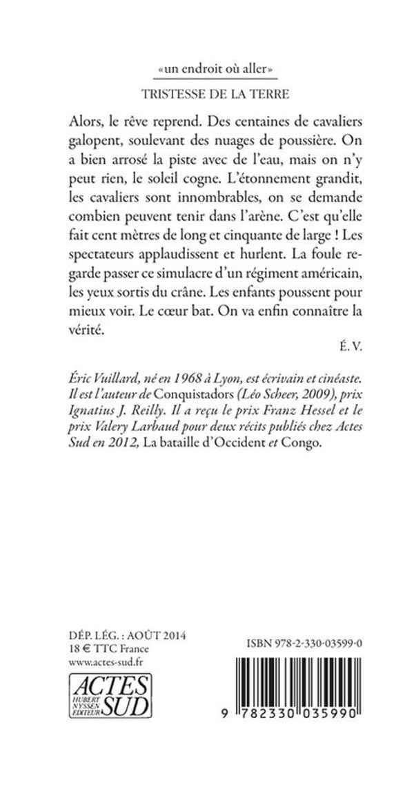 Back cover of Tristesse de la terre ; une histoire de Buffalo Bill Cody (Prix Joseph-Kessel 2015)