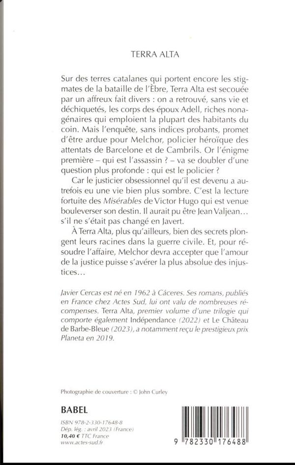 Back cover of Terra Alta Tome 1 : Terra Alta (traduction conjointe Karine Louesdon)