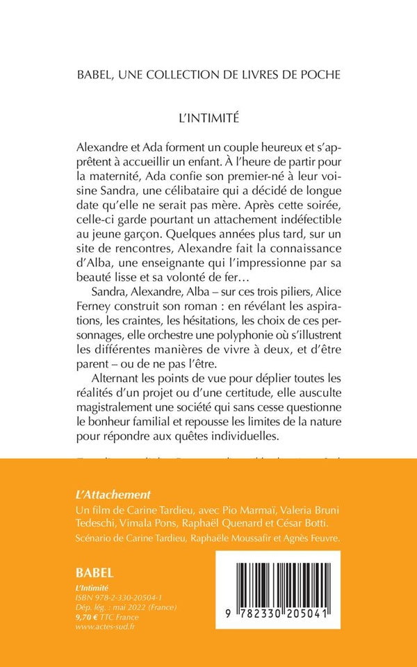 Back cover of L'Intimité