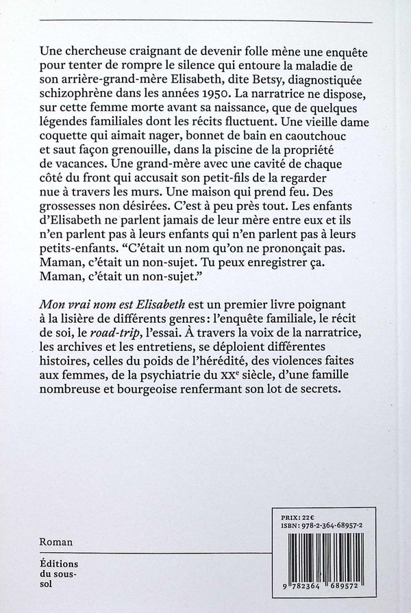 Back cover of Mon vrai nom est Elisabeth