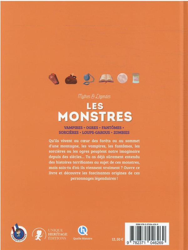 Back cover of Les monstres : Vampires - ogres - fantomes - sorcières - loups-garous - zombies