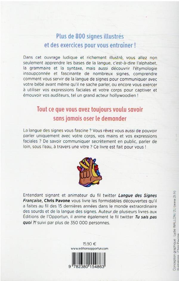 Back cover of Apprenez facilement la langue des signes ! méthode illustrée pour bien débuter