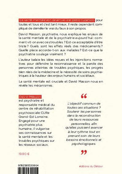 Back cover of Santé mentale : Ce que peut vraiment la psychiatrie