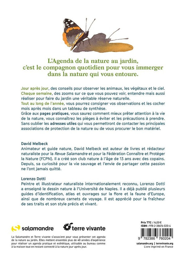 Back cover of Agenda de la nature au jardin (édition 2026)