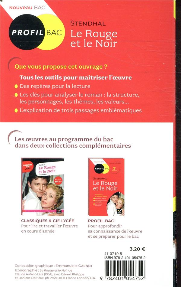 Back cover of Stendhal, le rouge et le noir ; toutes les clés d analyse pour le bac