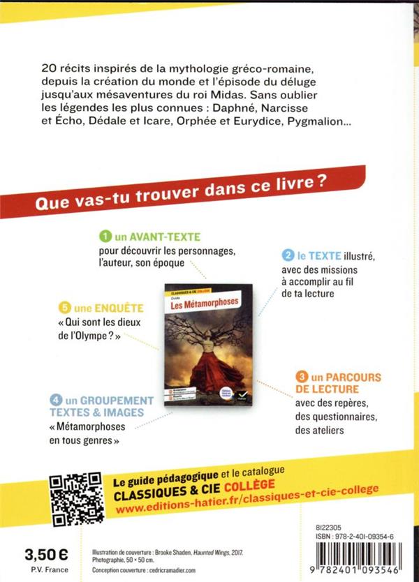 Back cover of Les métamorphoses