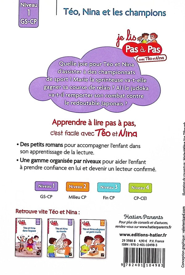 Back cover of GS, CP ; Téo, Nina et les champions