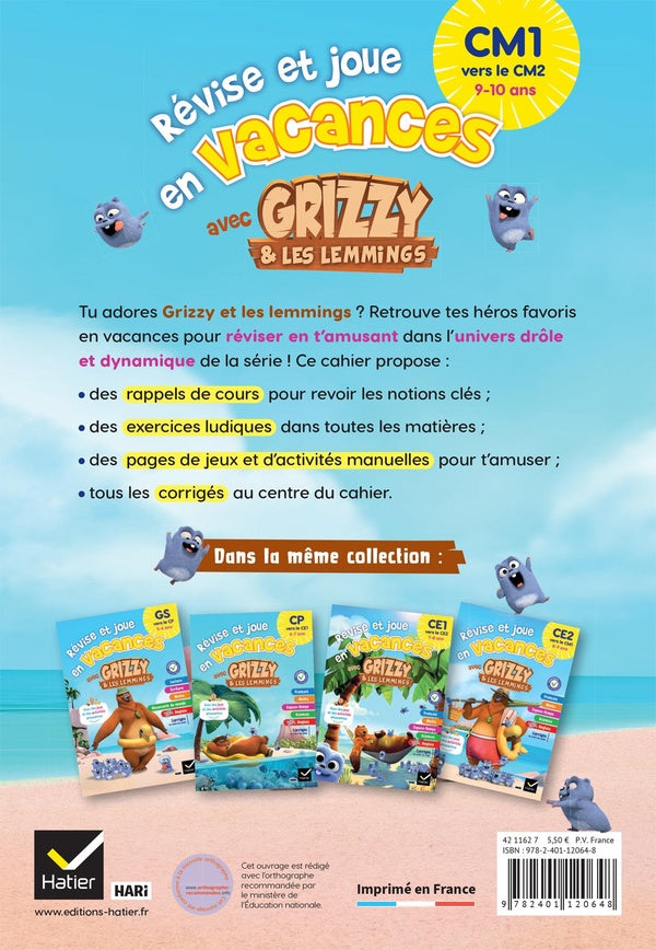 Back cover of Hatier vacances : Révise et joue en vacances avec Grizzy & les lemmings ; CM1 vers le CM2
