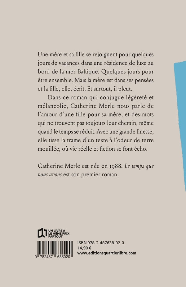 Back cover of Le temps que nous avons