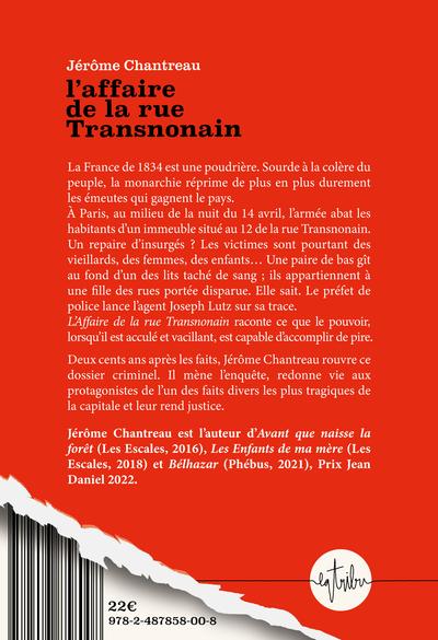 Back cover of L'affaire de la rue Transnonain