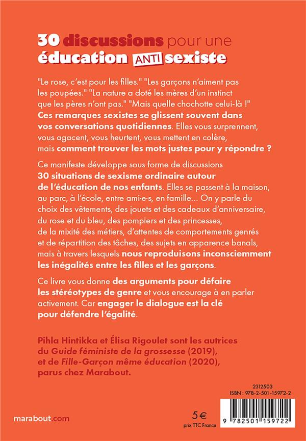 Back cover of 30 discussions pour une éducation antisexiste