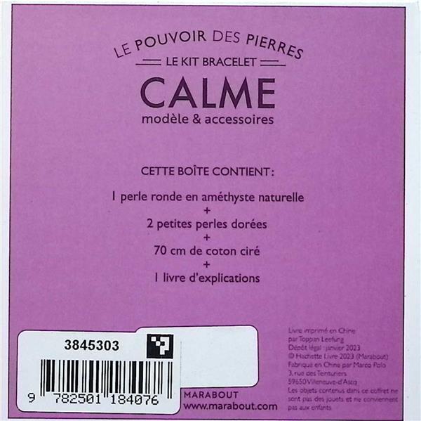Back cover of Le pouvoir des pierres : Le kit bracelet ; Calme, Améthyste