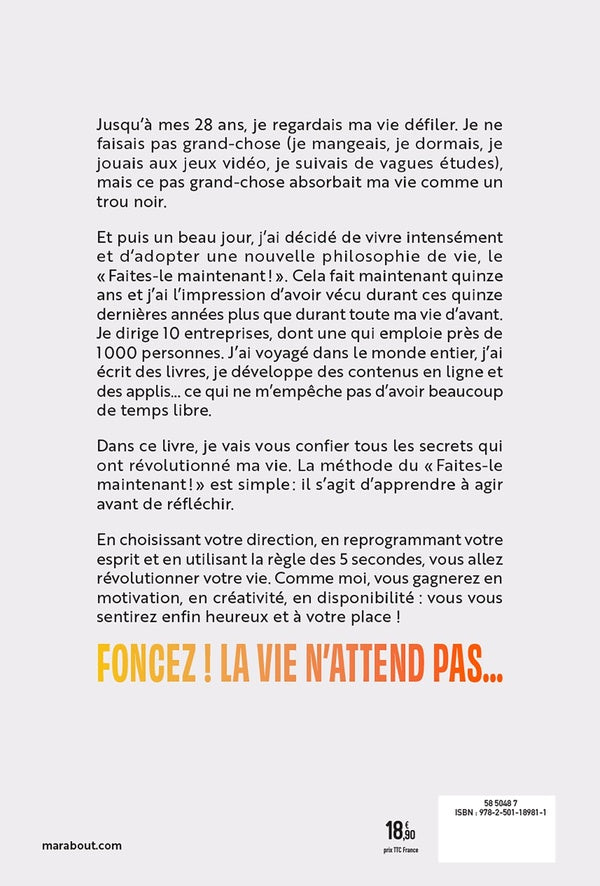 Back cover of Faites-le maintenant ! La méthode 5, 4, 3, 2, 1...