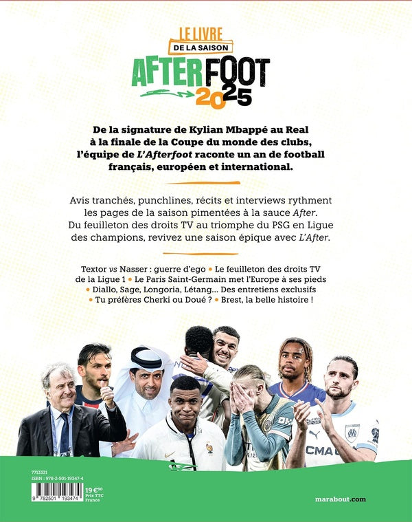 Back cover of Le livre de la saison AfterFoot (édition 2025)