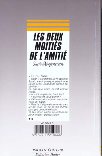 Back cover of Les deux moities de l'amitie (11-12 ANS)