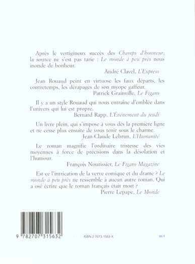 Back cover of Le monde à peu près
