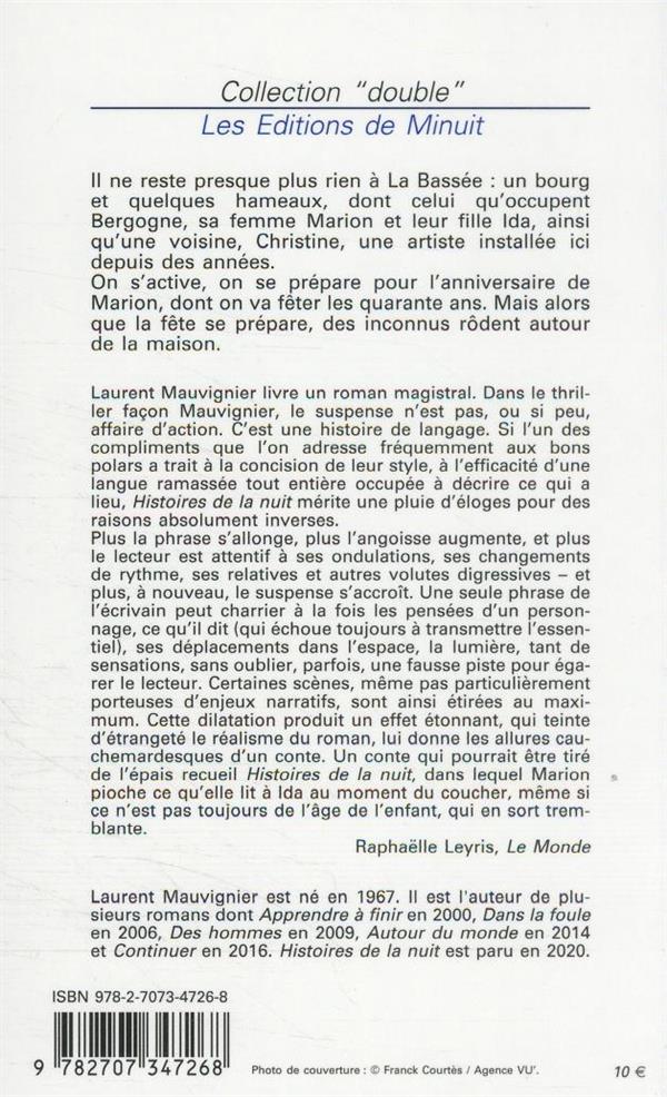Back cover of Histoires de la nuit