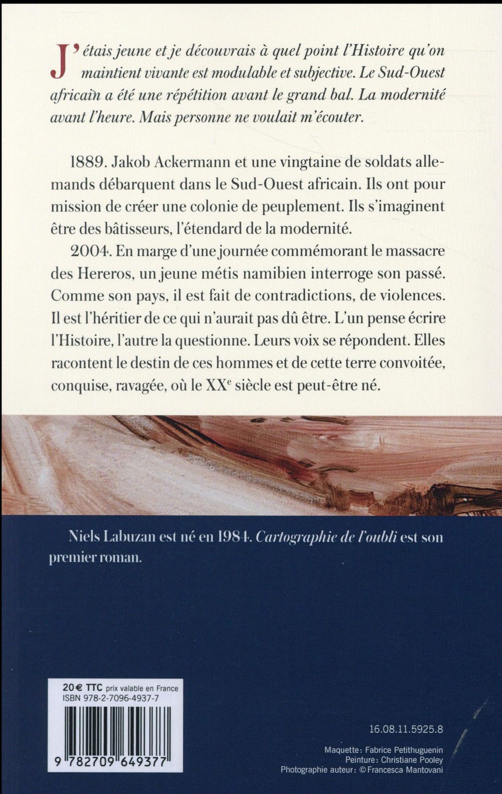 Back cover of Cartographie de l'oubli